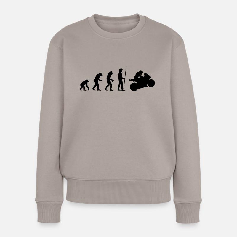 evolution_motorbike1 - Frauen Premium Bio Pullover - Taupe
