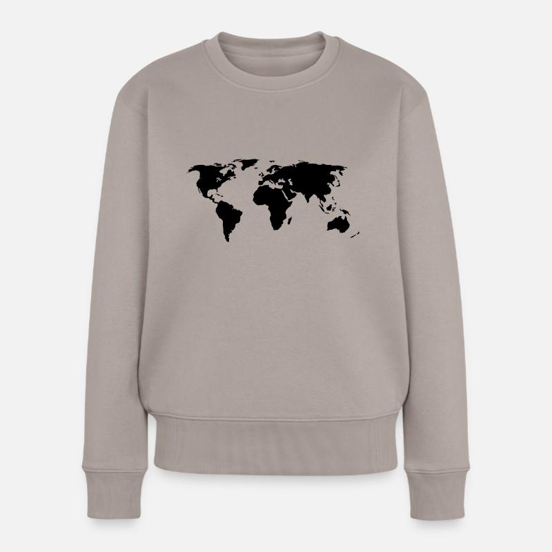 World Map - Women's Premium Organic Jumper - taupe
