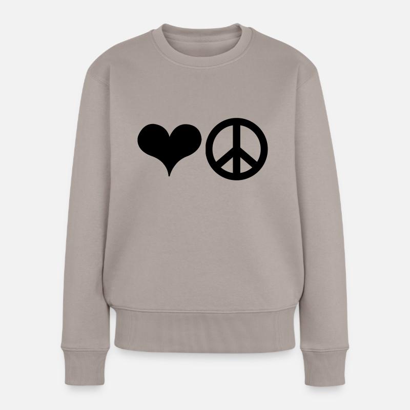 Love and Peace - Frauen Premium Bio Pullover - Taupe