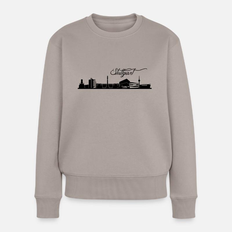 Stuttgarter Skyline - Frauen Premium Bio Pullover - Taupe