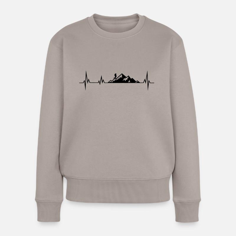 HERZSCHLAG berge wadnerer - Frauen Premium Bio Pullover - Taupe