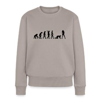 Evolution Ehe - Frauen Premium Bio Pullover - Taupe - Vorne - Julia (174cm)