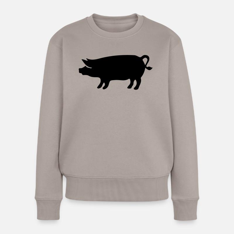 Schwein - Frauen Premium Bio Pullover - Taupe