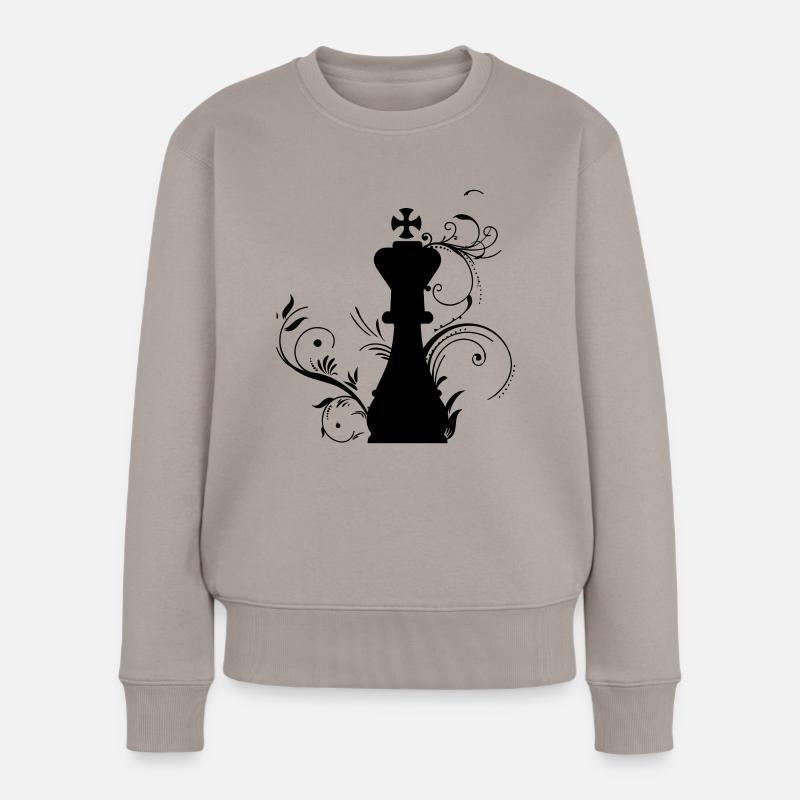 Schach König - Frauen Premium Bio Pullover - Taupe