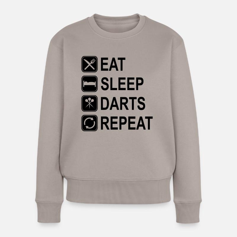 eat sleep darts repeat - Frauen Premium Bio Pullover - Taupe