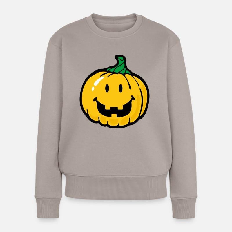 Smiley Halloween - Frauen Premium Bio Pullover - Taupe