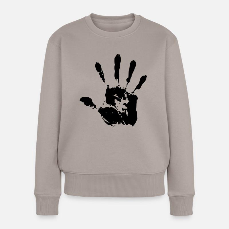 black_hand - Frauen Premium Bio Pullover - Taupe