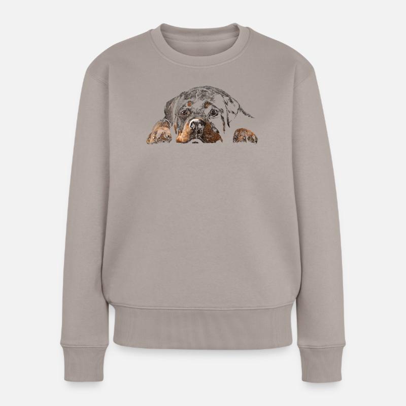 Rottweiler - Frauen Premium Bio Pullover - Taupe