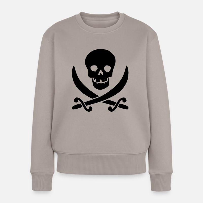 Pirat mit Schwerter - Frauen Premium Bio Pullover - Taupe
