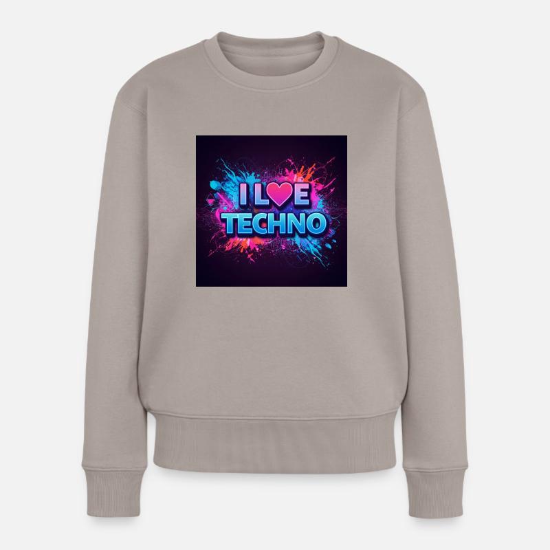 Neon Techno Lichtkunst T-Shirt - Frauen Premium Bio Pullover - Taupe