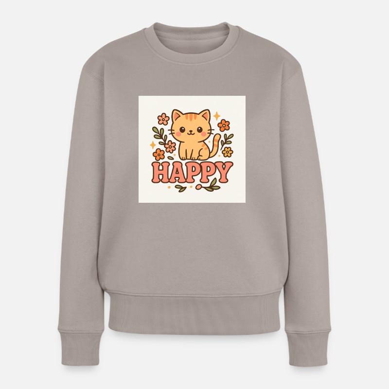 Chat heureux - Pull Premium bio Femme - taupe