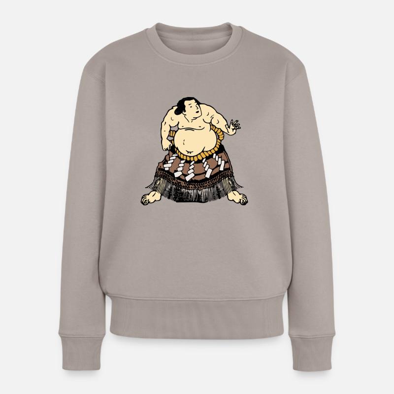 Sumo Ringer - Frauen Premium Bio Pullover - Taupe