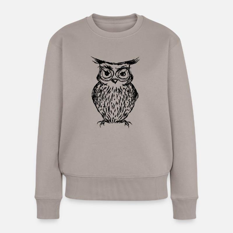 Black owl - Frauen Premium Bio Pullover - Taupe