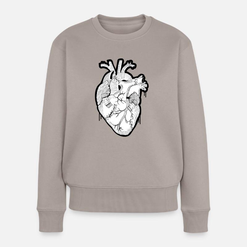 Heart - Frauen Premium Bio Pullover - Taupe