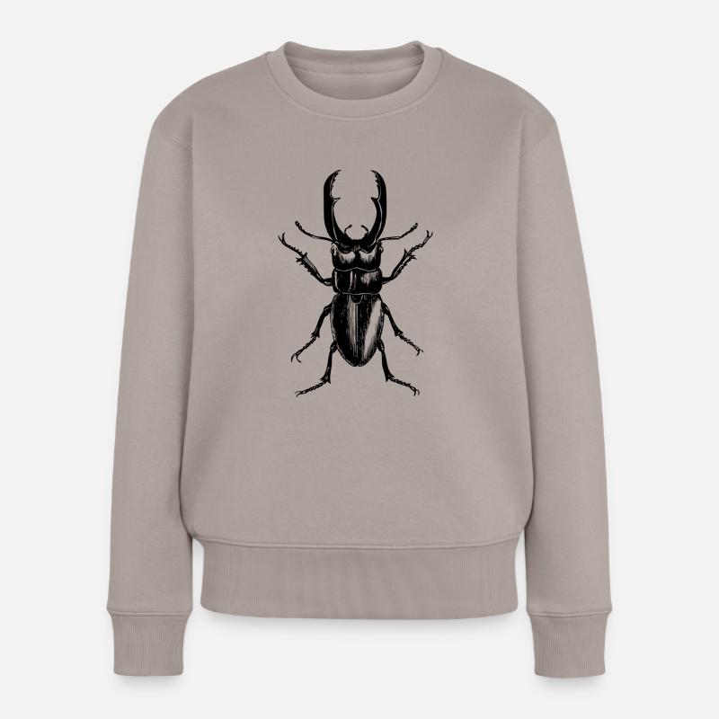 Hirschkäfer - Frauen Premium Bio Pullover - Taupe