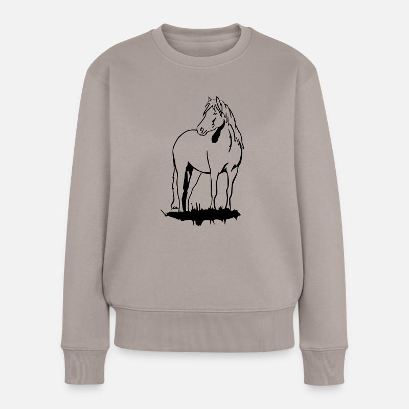 Haflinger Pony - Frauen Premium Bio Pullover - Taupe