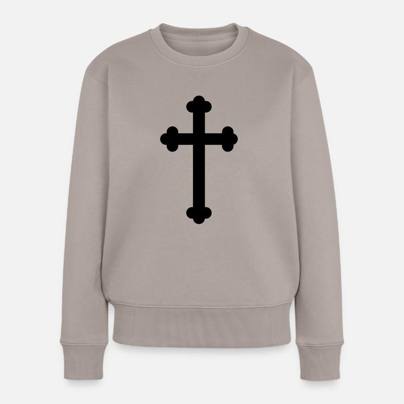 Kreuz - Frauen Premium Bio Pullover - Taupe
