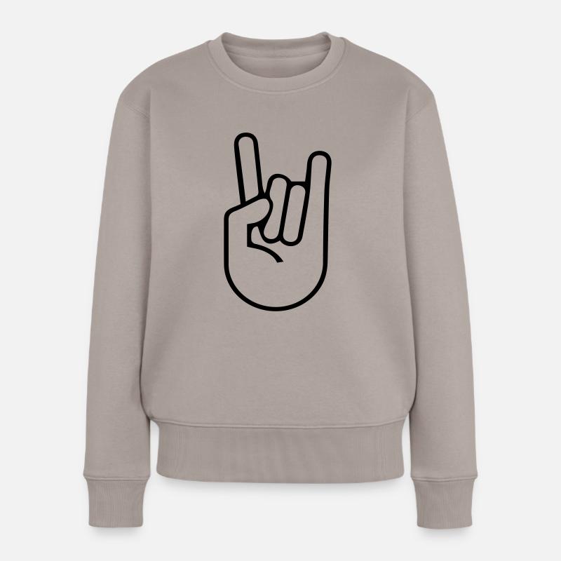 Rock'n'Roll Hand - Frauen Premium Bio Pullover - Taupe