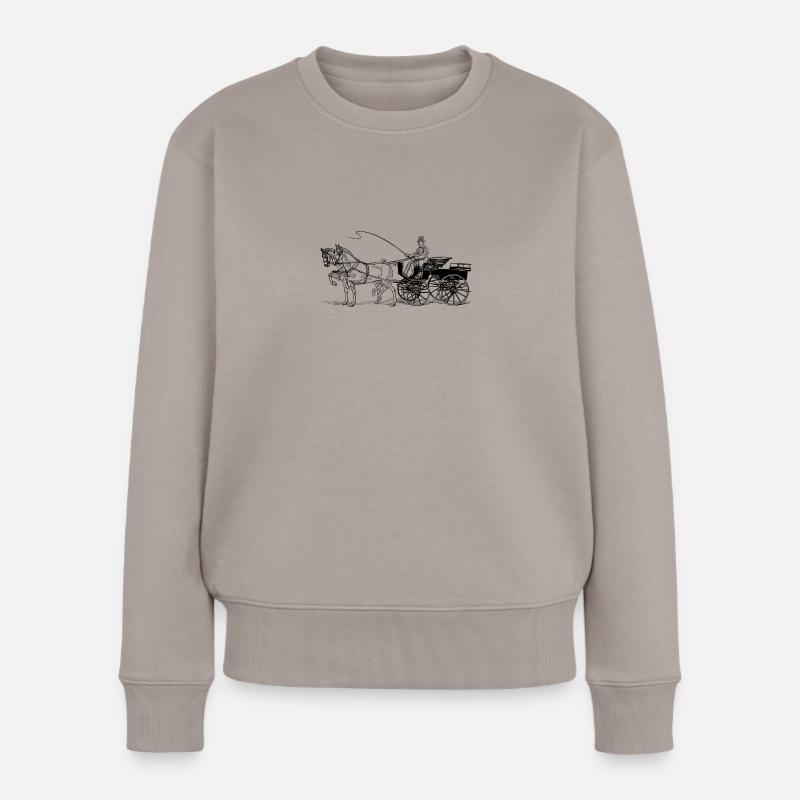 Pferdekutsche - Frauen Premium Bio Pullover - Taupe
