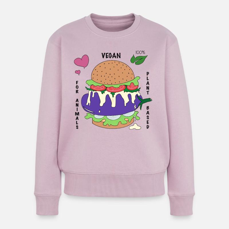 Veganer Burger - Frauen Premium Bio Pullover - Altrosa