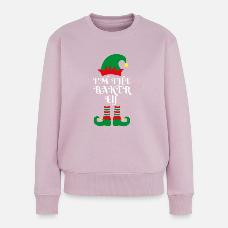 DER BÄCKER-ELF, DER KLEINE HELFER DES WEIHNACHTSMANNS Geschenk - Frauen Premium Bio Pullover - Altrosa
