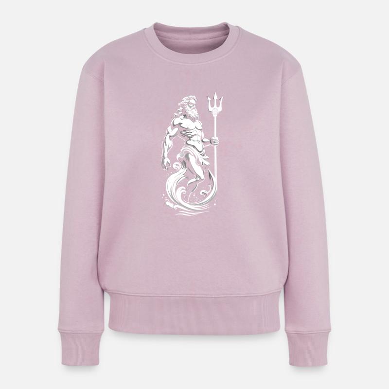 Poseidon, Gott des Meeres. - Frauen Premium Bio Pullover - Altrosa