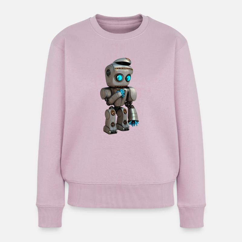 Blauäugiger Roboter - Frauen Premium Bio Pullover - Altrosa