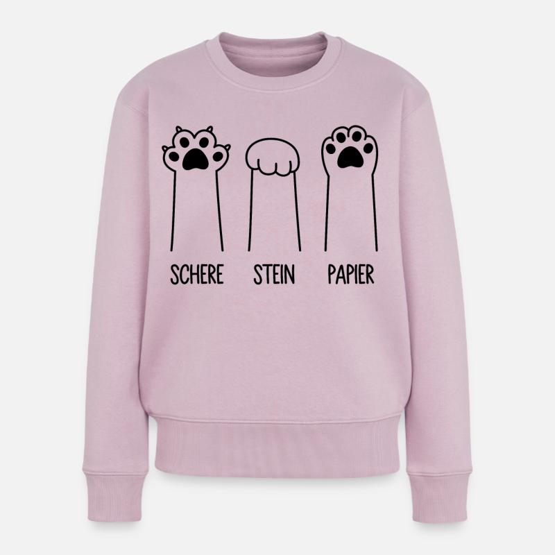 Schere Stein Papier Katze Pfote Spiel Katzenpfoten - Frauen Premium Bio Pullover - Altrosa