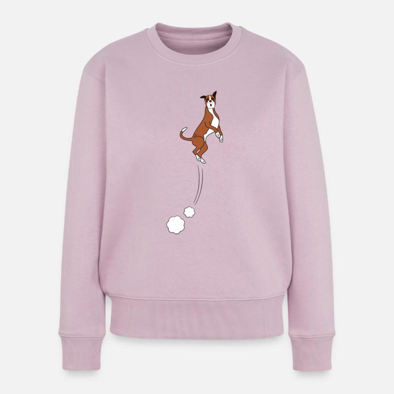 Boxer Hundesprünge - Frauen Premium Bio Pullover - Altrosa