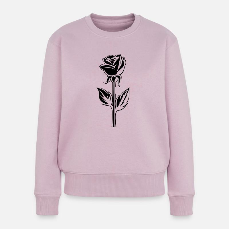 Schlichtes Blütenrosen-Design - Frauen Premium Bio Pullover - Altrosa