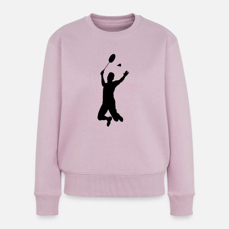 badminton silhouette - Frauen Premium Bio Pullover - Altrosa