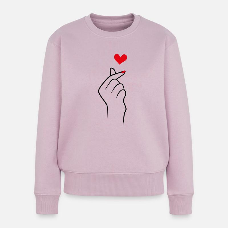Hand mit Herz - Frauen Premium Bio Pullover - Altrosa