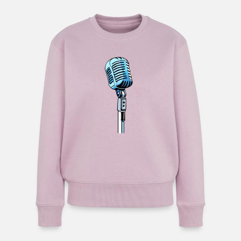 Chant microphone de style bande dessinée vintage - Pull Premium bio Femme - rose poudré