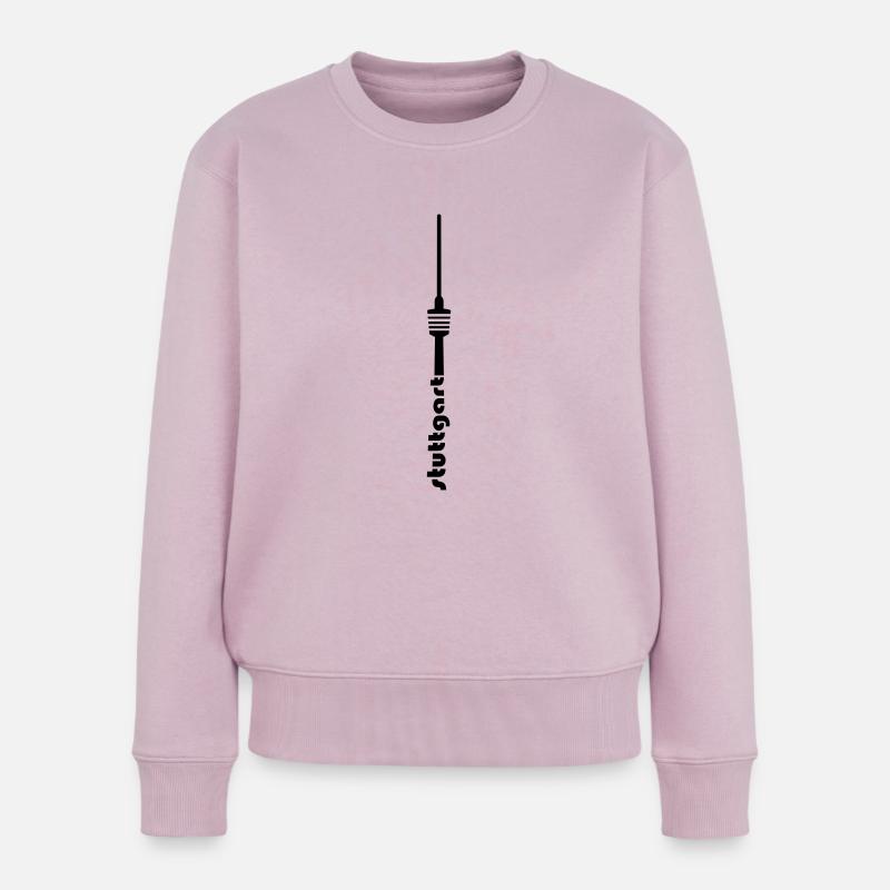 Stuttgart Fernsehturm Schrift - Frauen Premium Bio Pullover - Altrosa