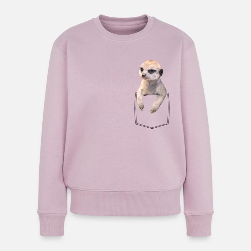 Erdmännchen Meerkat in Brusttasche Hemdtasche - Frauen Premium Bio Pullover - Altrosa