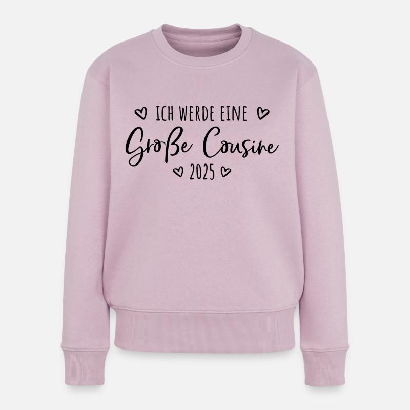 Ich werde eine große Cousine 2025 - Frauen Premium Bio Pullover - Altrosa