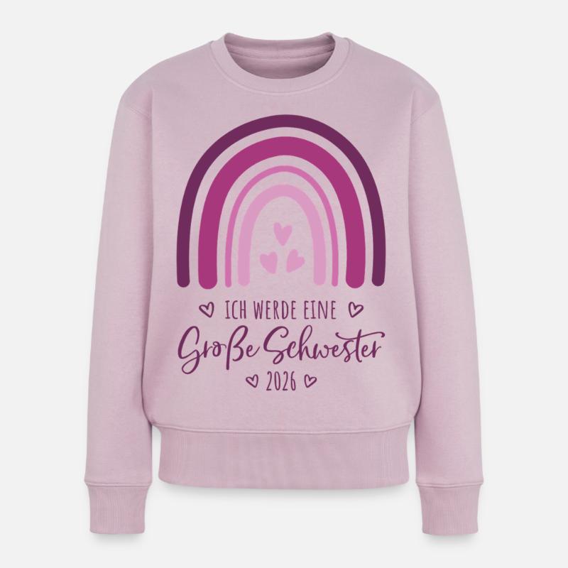 Große Schwester 2026 Regenbogen - Frauen Premium Bio Pullover - Altrosa