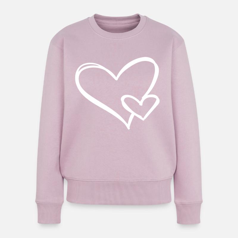 Weißes Herz - Frauen Premium Bio Pullover - Altrosa