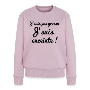 J'suis pas grosse j'suis enceinte - Pull Premium bio Femme - rose poudré - Devant - Julia (174cm)