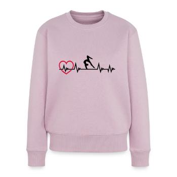 Gymnastique battement de cœur, gymnastique + ECG cardiaque - Pull Premium bio Femme - rose poudré - Devant - Julia (174cm)