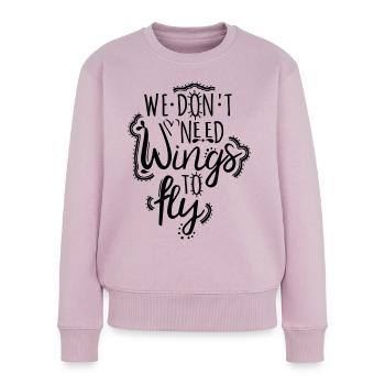 schöner Spruch Freiheit Fliegen Flügel Typo - Frauen Premium Bio Pullover - Altrosa - Vorne - Julia (174cm)
