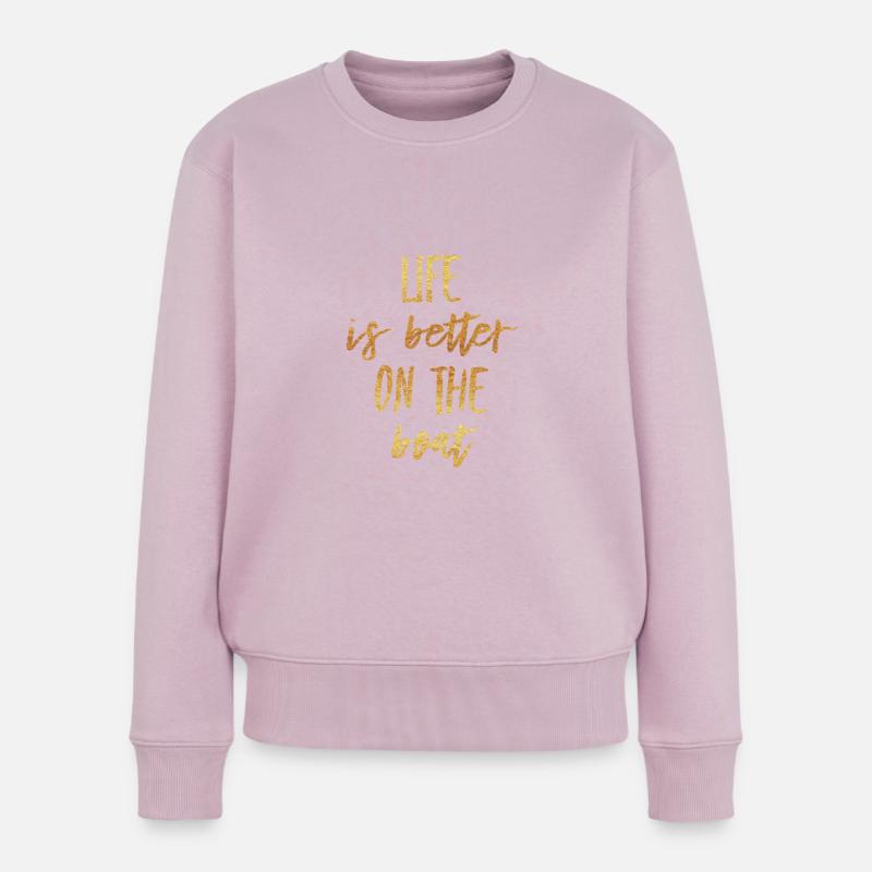 Das Leben auf dem Boot ist besser - Frauen Premium Bio Pullover - Altrosa