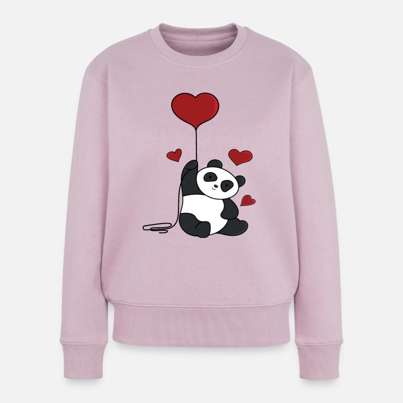 Panda Herz - Frauen Premium Bio Pullover - Altrosa
