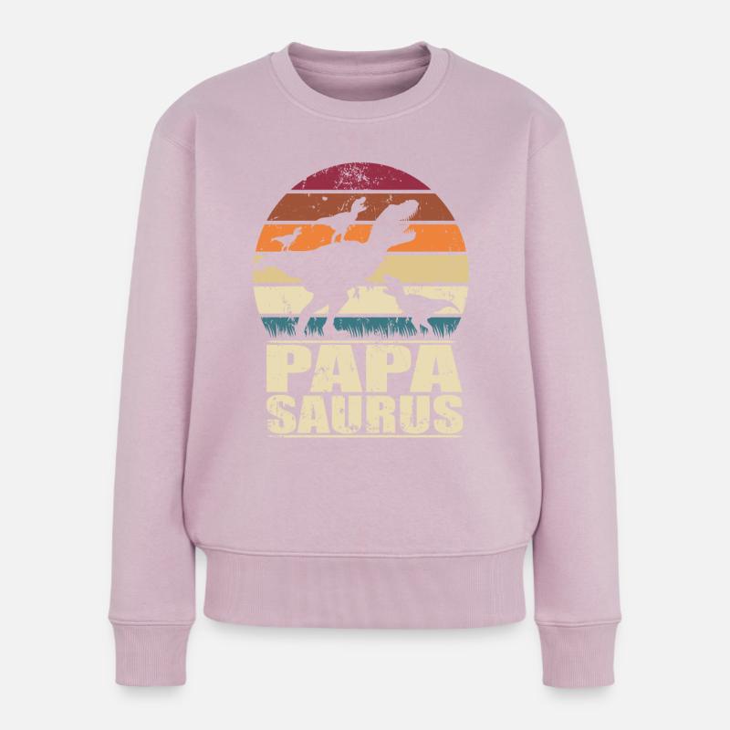 Papasaurus Dinosaurier Drillinge Vater Trex Dino - Frauen Premium Bio Pullover - Altrosa