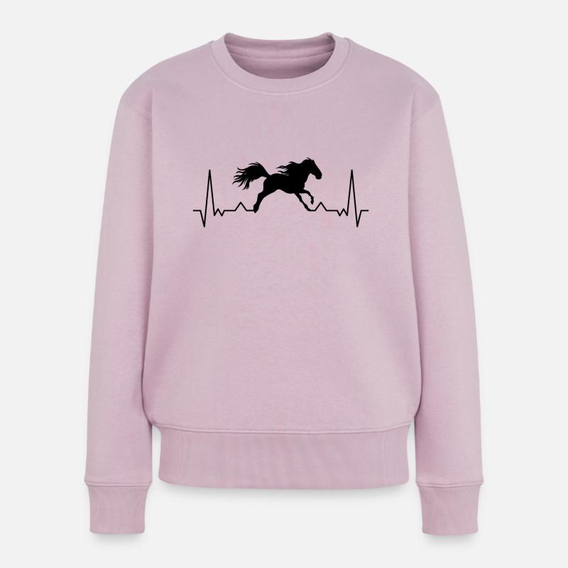 Friesenpferd Reiterin Friese Pferd - Frauen Premium Bio Pullover - Altrosa