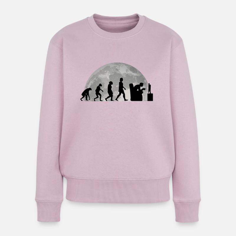 Gamer Evolution Mond Gaming Zocken Video Game - Frauen Premium Bio Pullover - Altrosa