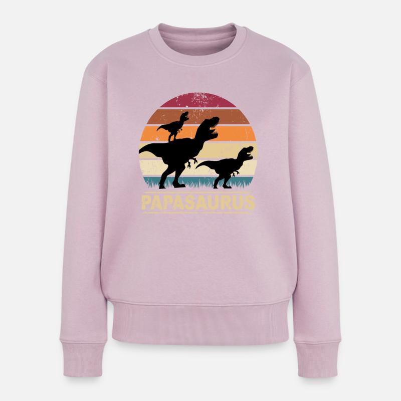 Papa Saurus Dino Zwillinge Papasaurus Dinosaurier - Frauen Premium Bio Pullover - Altrosa