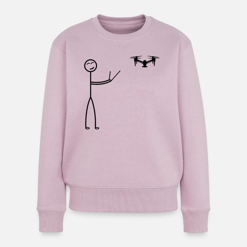 Quadcopter Drone Pilot Stick Figure - Funny Drone - Frauen Premium Bio Pullover - Altrosa