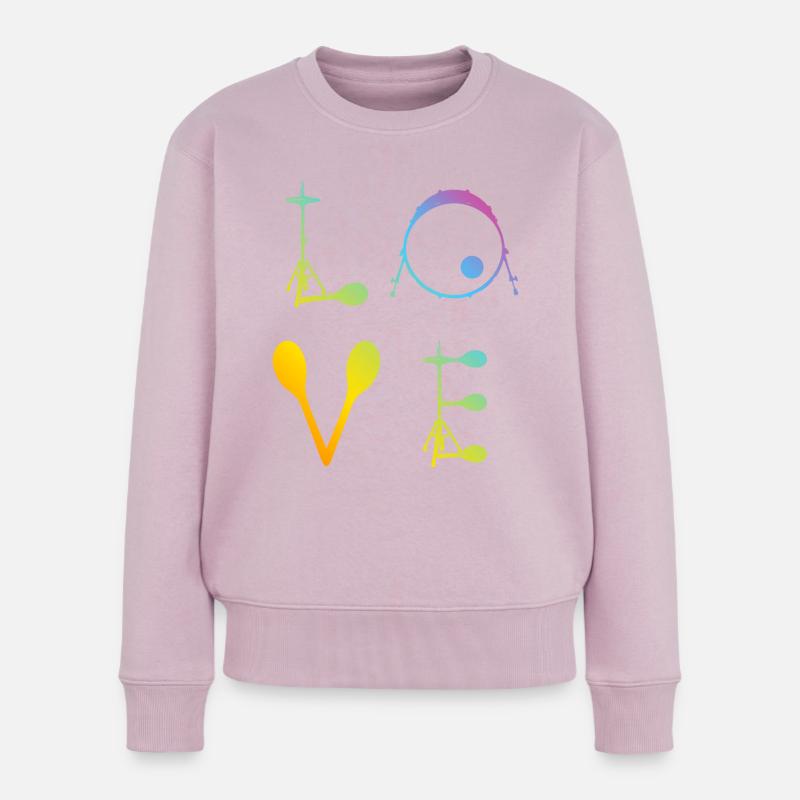 Love Drums Drum Player Drummer Musician Drum Playe - Frauen Premium Bio Pullover - Altrosa