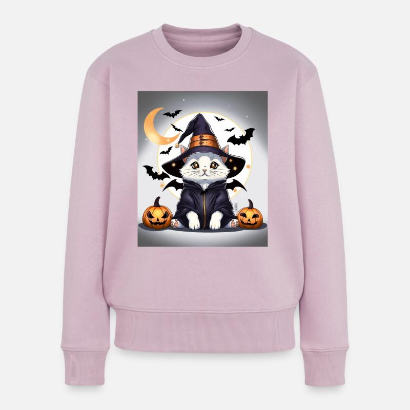Niedliche Halloween-Neko-Hexe - Frauen Premium Bio Pullover - Altrosa